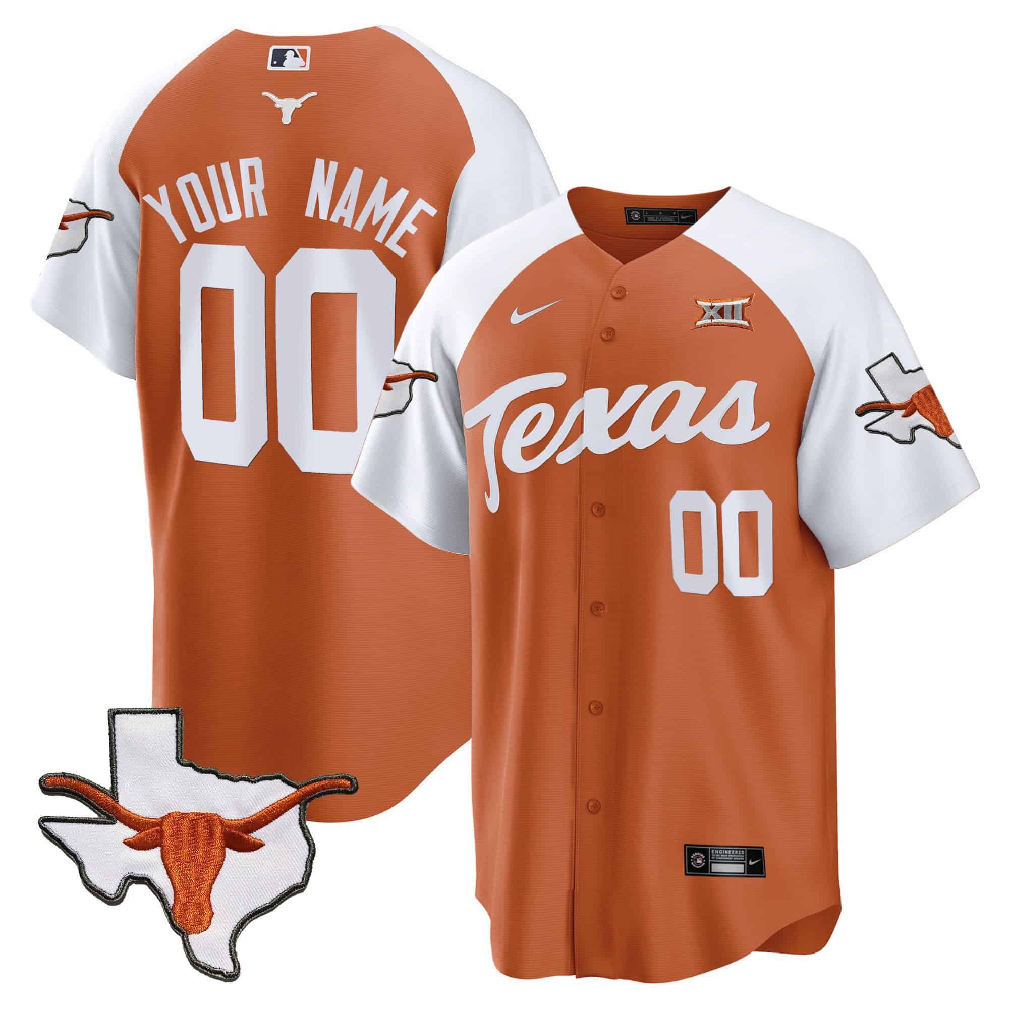 Men Texas Longhorns Orange 2024 Nike Baseball Custom NCAA Jersey->customized nfl jersey->Custom Jersey
